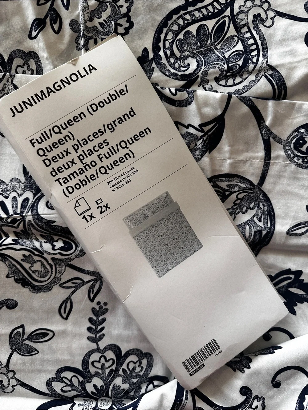Magnolia Navy and White Floral pillow cases only - Full/Queen